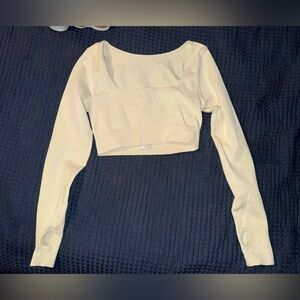 Chic Cream Long Sleeve Crop Top